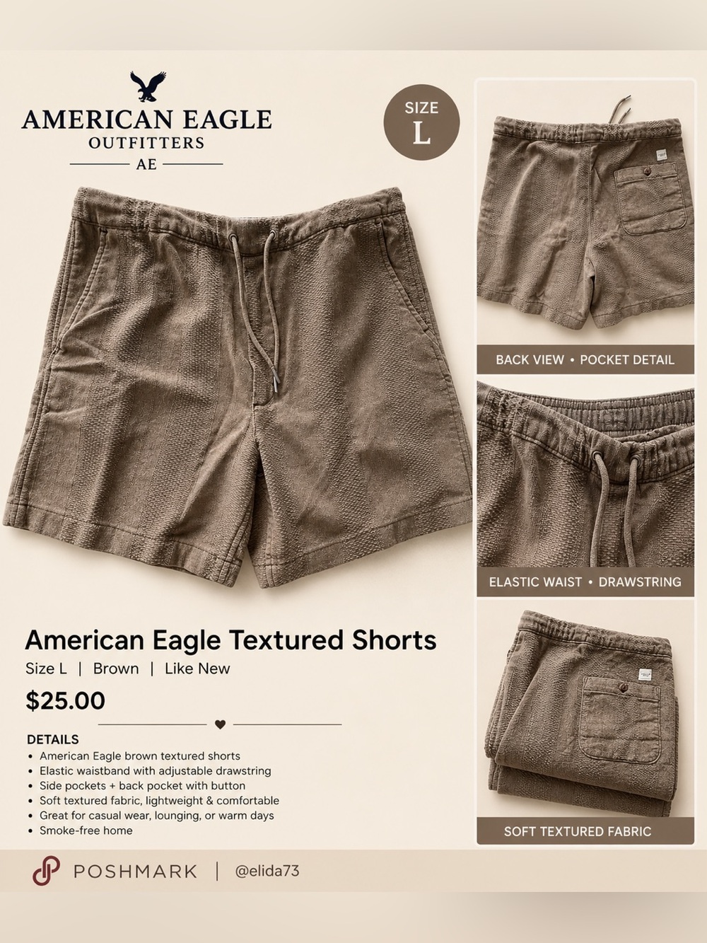 American Eagle Outfitters Brown Textured Shorts